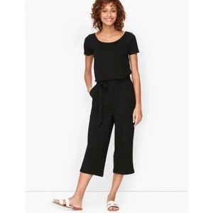 T for Talbots black knit cropped wide leg jumpsuit 2X